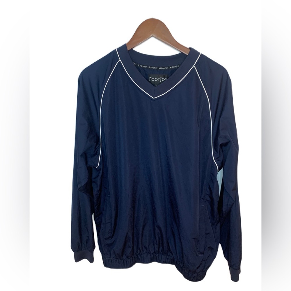 Footjoy Men’s Pullover Windbreaker Size Medium Navy Blue V Neck Golf Outdoor